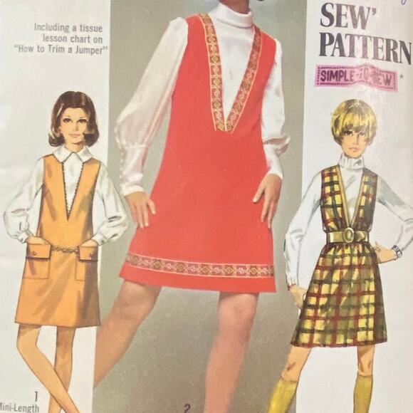 Vtg Simplicity 8364 Jumper Pattern 11-12 Girl 1969 Teen Junior Pocket Button - Picture 1 of 6